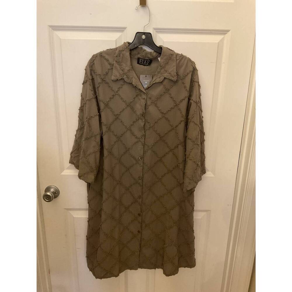 NEW ETERNELLE women's button down textured dress in taupe